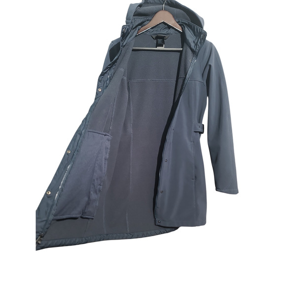 The North Face Apex Bionic Grace Hooded Softshell Parka Medium Navy EUC NF0A33KD - Picture 4 of 5